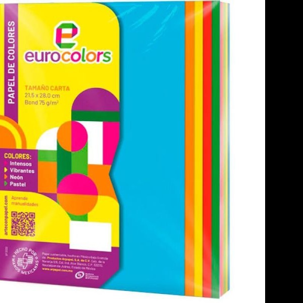 PAPEL BOND FLUOR. CTA. MIX EUROCOLOR 75G. PAQ.C50H C50